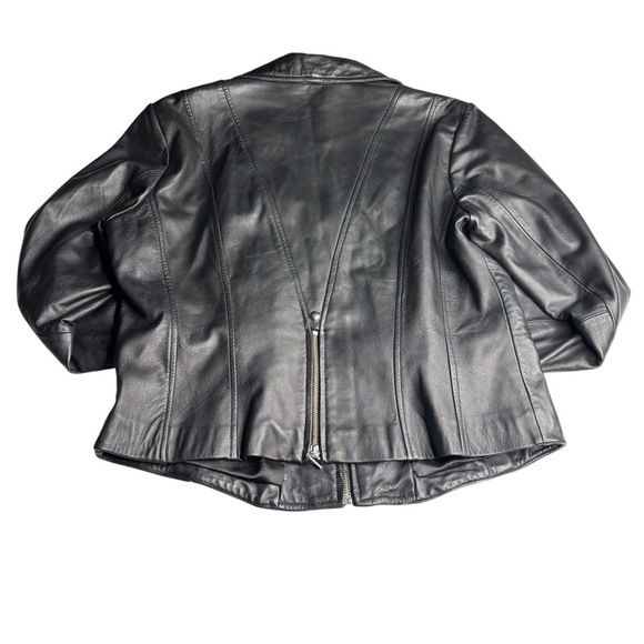 BOSTON PROPER | Genuine Leather Moto Jacket | Black | Size 14 - Picture 5 of 8